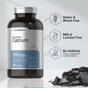 Calcium with Vitamin D3 | 1200mg | 240 Softgels | 5000 IU Vit D3 | by Horbaach
